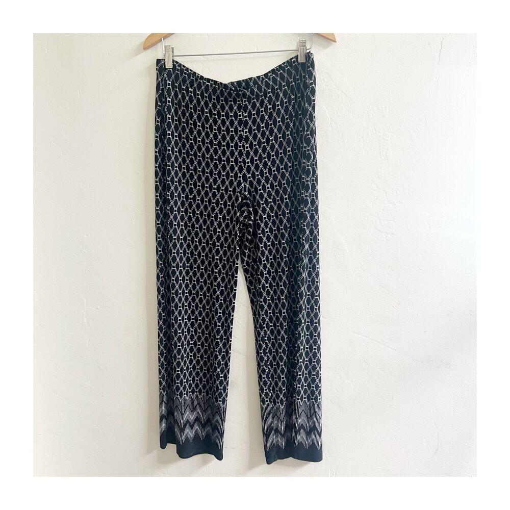 Chicos Travelers Wide Leg Pants Size 2/ Large Slinky Liquid Knit Pull On Black